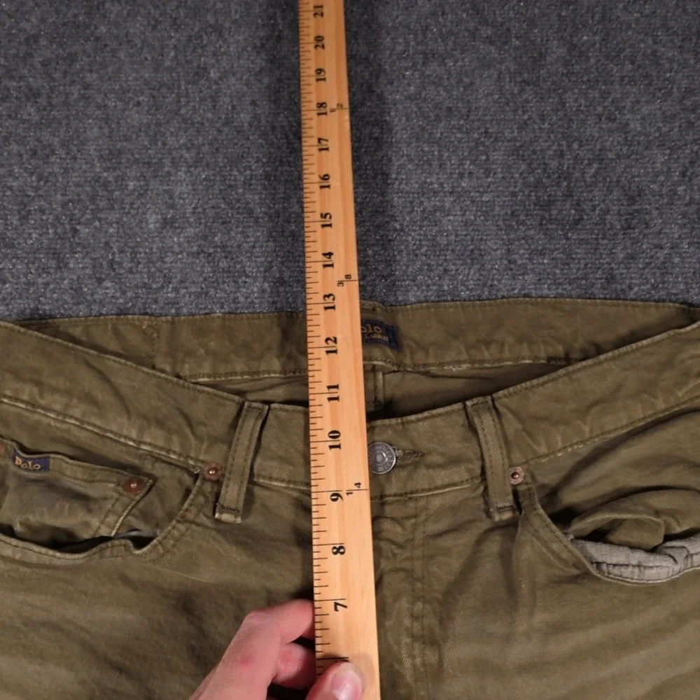 Polo Ralph Lauren Sullivan Slim Jeans Mens 34x32 Olive Green Fading Whiskered